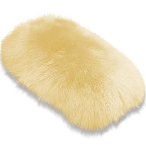 Andalus Brands Pure Australian Sheepskin Fluffy Car Center Console Cover, Luxurious Non-Shedding Furry Arm Rest Cover for Car, Versatile for All Seasons, Beige - (11.47" X 6.3") - color: Beige