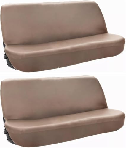 2PCS Universal Full Size Bench Truck Seat Cover Beige Deluxe Fits for Dodge, Ford, Chevy(PU Leather - color: 2 PCS Beige Deluxe