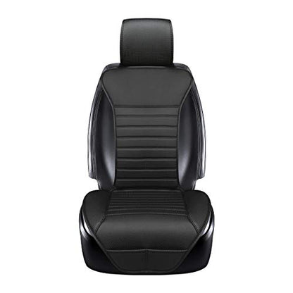 Universal Car Seat Cover PU Leather Car Seat Cushion Driver Seat Cover with Backrest- Car Front Seat Protector Fits 95% of Vehicles-1 Piece (Black-B) - color: Black-B