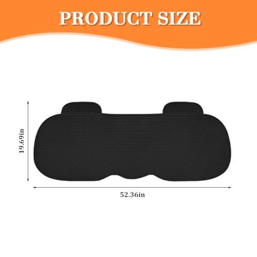 Car Back Seat Cover, Linen Breathable Vehicle Rear Seat Protector with Storage Pocket, Anti-Slip Comfy Automotive Rear Bench Bottom Cushion Mat, Universal for Truck Van Sedan (Black)