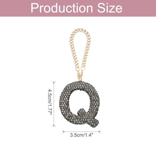MECCANIXITY Bling Car Letter Charm, Initial Q Letter Interior Car Rear View Mirror Decoration Hanging Crystal Ornaments for Women Bags Water Cup DIY Craft, Gray - style: Q Letter