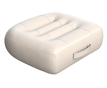 Adult Car Booster Seat Cushion/office chair cushion with Carry Handle Angle Lift Seat Cushion Imitation PU breathable fabric More comfortable and beautiful,for/car/office/wheelchair seat cushion/milky - color: Milky White