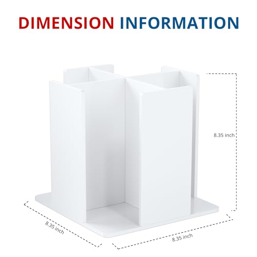 KOTEMON Cup and Lid Holder, 4 Compartment, Square | Rotating Coffee Cup Dispenser Lid Carousel for Restaurant, Buffet, Coffee Station, Bar, Countertop, White Acrylic - color: White