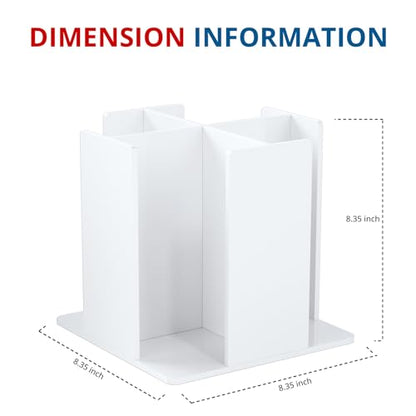 KOTEMON Cup and Lid Holder, 4 Compartment, Square | Rotating Coffee Cup Dispenser Lid Carousel for Restaurant, Buffet, Coffee Station, Bar, Countertop, White Acrylic - color: White