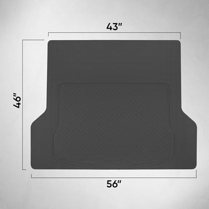 BDK OF-554 Rubber Car Floor Mats, Universal Front & Rear Combo Set with Trunk Cargo Mat Liner for Car Sedan SUV Van, Heavy Duty All Weather Trim to Fit - color: Black