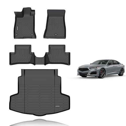 KELCSEECS® Floor Mats & Cargo Liner Custom for Acura TLX 2025 2024 2023 2022 2021,All Weather Protection TPE Floor Liners Front& Rear Row Full Set Acura TLX Accessories Black - style: 9) For 2021-2025 TLX Full Set