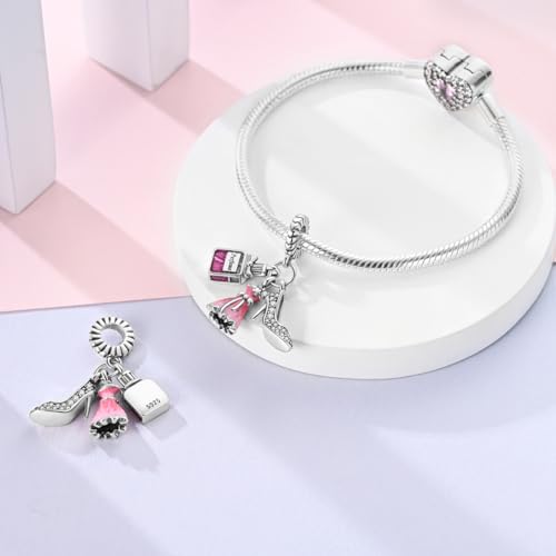 NARMO Charms for Bracelets 925 Sterling Silver Star Dangle Charms Car Keys Lipstick Dangle Charm Beads for Women Bracelets Necklace - color: Perfume