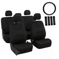 FH Group Full Set Cloth Car Seat Covers, Universal Fit Front and Split Bench Rear, Airbag Compatible, Washable for SUV, Sedan, Van - Black - color: Black