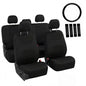 FH Group Full Set Cloth Car Seat Covers, Universal Fit Front and Split Bench Rear, Airbag Compatible, Washable for SUV, Sedan, Van - Black - color: Black