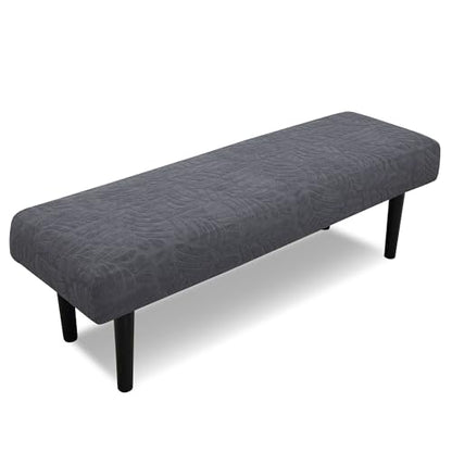 Stretch Bench Covers, Bench Seat Cover, Printed Seat Protector, Washable Slipcover, Rectangle Cover for Dining Room, Living Room, Kitchen(Leaves Grey) - color: Leaves Grey