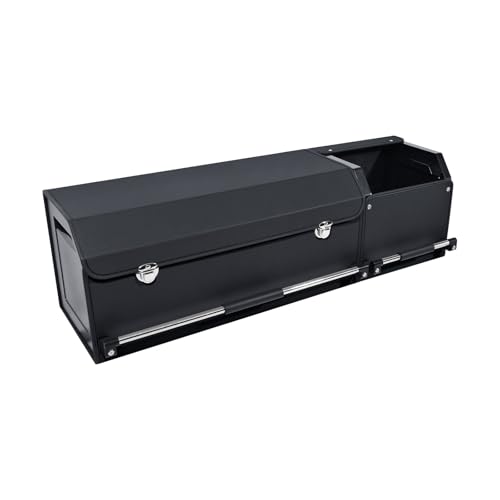 Car Trunk Organizer, Leather Trunk Organizer for SUV with Lid and Sturdy Handle Collapsible Adjustable Storage (Black, 41 x 11.4 x 12.2in) - color: Black, size: XL (41" X 11.4" X 12.2")