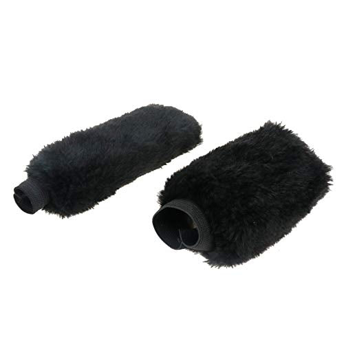 Modengzhe 2 Pcs Plush Car Handbrake and Gear Shift Knob Cover, Warm and Anti-Slip Protective Sleeves, Black