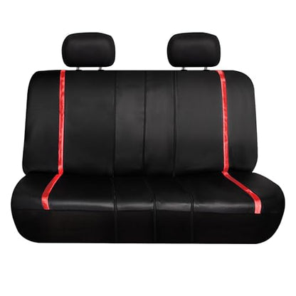 FH Group Full Set Faux Leather Car Seat Covers - Universal Fit, Low Back Front Seat Covers, Airbag Compatible, Split Bench Rear, Seat Cover for SUV, Sedan, Red - color: Red, style: Seat Covers