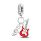NARMO Charms for Bracelets 925 Sterling Silver Star Dangle Charms Car Keys Lipstick Dangle Charm Beads for Women Bracelets Necklace - color: Guitar Notes