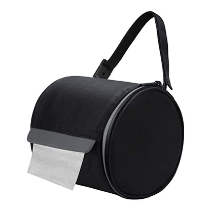 Hanging Toilet Paper Holder Waterproof Tissue Holder Cat Proof Roll Paper Case Cover Portable and Foldable Roll Storage Bag with Adjustable Strap for Wall Car Camping Tent Home Office Black - color: Black