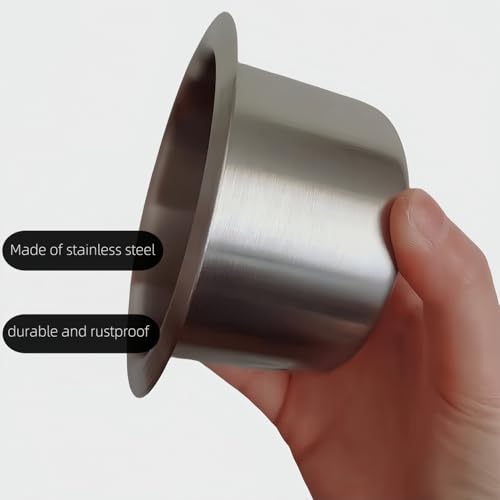 2Pcs Stainless Steel Drop-in Cup Drink Holder Silver Game Table Cup Holder Insert Cinema Sofa Drop-in Drink Cup Holder for Sofa, Boats, Bench, Desk, RV Cars (OD 4.2" ID 3.3")