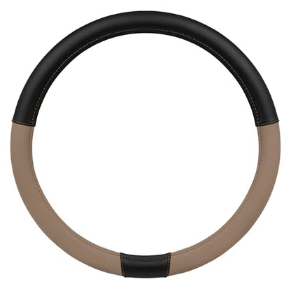 Cat® ErgoDrive Car Steering Wheel Cover with Tan Beige Grip, Black Faux Leather Steering Wheel Cover for Auto Truck Van SUV - Standard 14.5" - 15 Inches - color: Beige/Black, size: Standard (14.5-15")