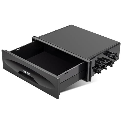 RED WOLF Car Radio Stereo Single Din Storage Box Dash Trim CD Player Holder Storage Box Mounting Pocket Drawer Kit