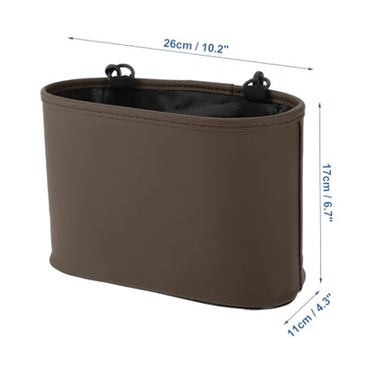 Car Trash Can Portable and Hanging 10.2" Length 4.3" Width 6.7" Height Trash Bin Faux Leather Brown 1 Pcs - color: Brown