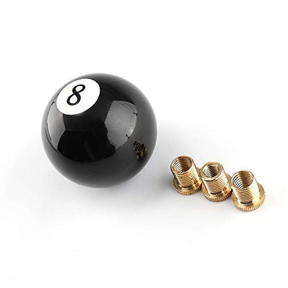 Top10 Racing 8 Ball Billiard Black Round Shift Knob Acrylic Gear Shift Knob with 3 Adapters Universal Fit for Manual Car M 8 * 1.25, M 10 * 1.25, M 10 * 1.5, M 12 * 1.25