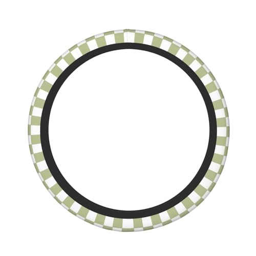 Green White Checkered Car Steering Wheel Cover - color: Green White Checkered Buffalo Plaid