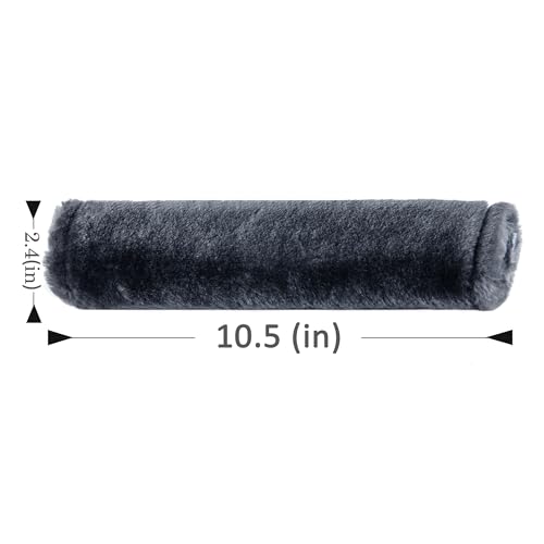 Soft Faux Fur Universal Fit Seatbelt Cover Car Truck SUV Airplane Seat Belt Shoulder Pad for Carmera Backpack Straps Neck Cushion Protector 2 Pack 10.5in Dark Blue Grey