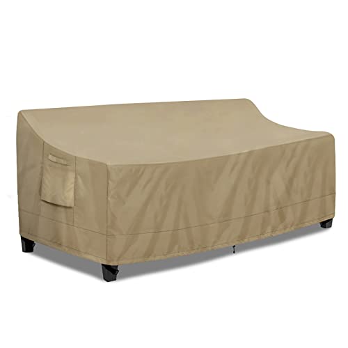 PureFit Outdoor Couch Cover Waterproof Patio Sofa Furniture Covers, 4-Seater Outdoor Cover with Air Vent and Handles, 104W x 40D x 35H Inches, Camel - color: Camel, size: 104"w X 40"d X 35"h