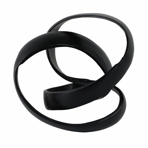 Metal Decorative Object – Minimalist Shelves & Coffee Table Decor – Aluminum Knot Sculpture Modern Home Decor for Office, Bedroom & Living Room – 8" x 7", Black