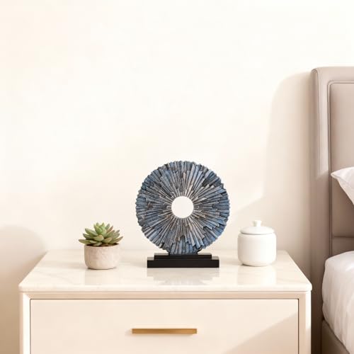 DOVDOV Blue Home Decor Sculpture, Unique Round line Statue, Modern Home Decor, Decorative Panel Statue for Living Room tv Cabinet, Office, Bedroom, Dining Table Center Blue Decor