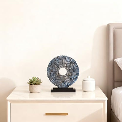 DOVDOV Blue Home Decor Sculpture, Unique Round line Statue, Modern Home Decor, Decorative Panel Statue for Living Room tv Cabinet, Office, Bedroom, Dining Table Center Blue Decor