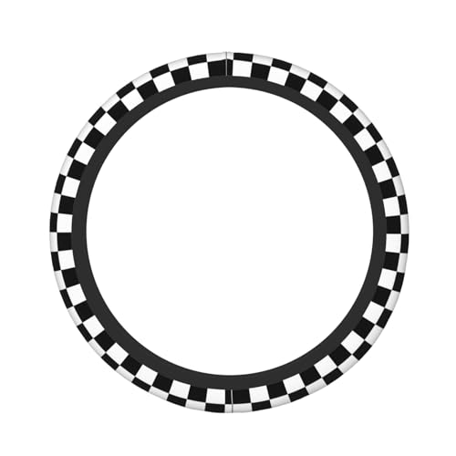 Black White Checkered Elastic Steering Wheel Cover Non-Slip Breathable Steering Wheel Protector Fit Auto, SUVs, Truck - color: Black White Checkered