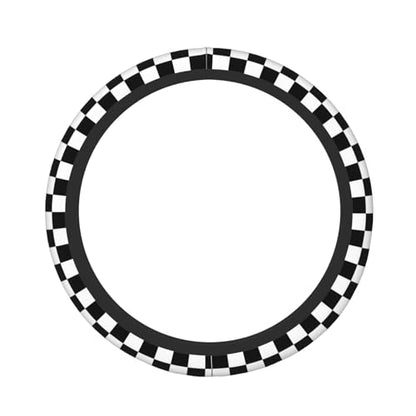 Black White Checkered Elastic Steering Wheel Cover Non-Slip Breathable Steering Wheel Protector Fit Auto, SUVs, Truck - color: Black White Checkered