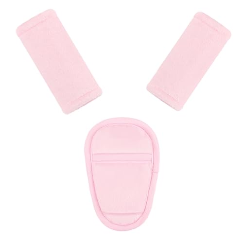 SWESEN Baby Car Seat Strap Covers, 3 Piece Soft Car Seat Strap Shoulder Pads for Baby Girls Boys, Double-Sided Use carseat Straps Covers for Stroller, Car Seats, Pushchair, Pink - color: Pink