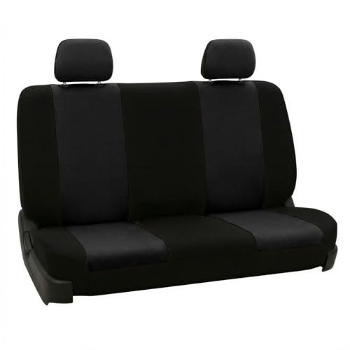 FH Group Rear Solid Bench Automotive Seat Cover | Universal Cloth Seating for SUV, Sedan, Van | Washable Car Seat Covers Interior Accessories - Black - color: Black