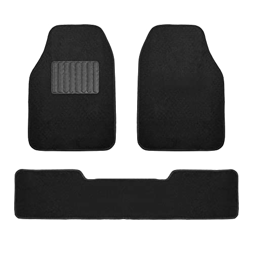 FH Group Automotive Floor Mats - Carpet Floor Mats for Cars, Universal Fit Full Set, All Purpose Car Floor Mats, Carpet Protector Mat for Most Sedan, SUV, Truck Floor Mats Black