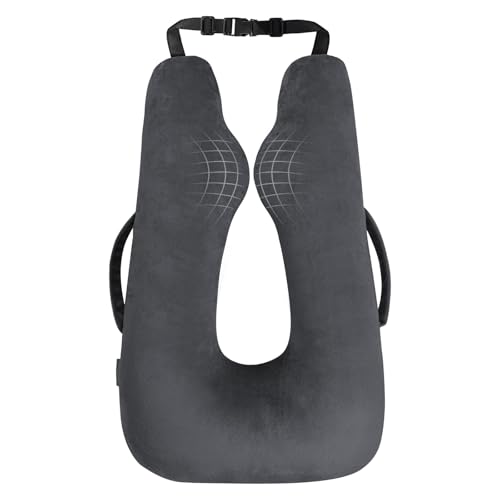 TinlyFinly Car Travel Pillow for Kids Adults, Raised Padding Head and Neck Support Car Seat Pillow for Toddlers, Portable U Shaped Body Pillow for Car Seat On Road Trip - Dark Gray - color: Dark Gray