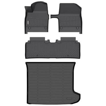 GINOWY-Floor Mats & Cargo Liner for Full Set for Kia EV6 2025 2026, TPE All Weather Protection Car Mats EV6, Custom for Floor Liners, Anti-Slip Trunk Mat EV6 Accessories Black - style: 25) for KIA EV6 2025-2026 Full Set