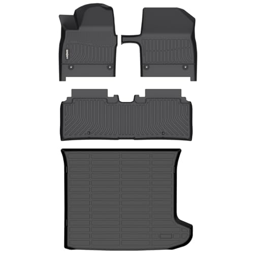 GINOWY-Floor Mats & Cargo Liner for Full Set for Kia EV6 2025 2026, TPE All Weather Protection Car Mats EV6, Custom for Floor Liners, Anti-Slip Trunk Mat EV6 Accessories Black - style: 25) for KIA EV6 2025-2026 Full Set