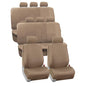FH Group Car Seat Covers PU Leather 3 Row 8 Seater Car Seat Covers, Airbag Compatible and Split Bench - Fit Most Car, Truck, SUV, & Van (Solid Tan) - color: Beige, style: 8 Seater
