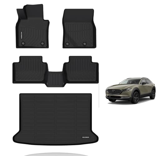 KELCSEECS® Floor Mats & Cargo Liner Custom for 2026 2025 2024 2023 2022 2021 2020 Mazda CX-30 Only FWD All Weather Protection Waterproof TPE Floor Liners Front & Rear Row Full Set Accessories Black - style: 21) For 2020-2026 CX30 Full Set