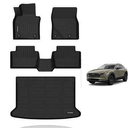 KELCSEECS® Floor Mats & Cargo Liner Custom for 2026 2025 2024 2023 2022 2021 2020 Mazda CX-30 Only FWD All Weather Protection Waterproof TPE Floor Liners Front & Rear Row Full Set Accessories Black - style: 21) For 2020-2026 CX30 Full Set