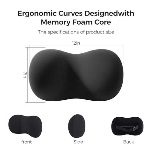 BABUR Car Headrest Pillow, 100% Memory Foam Softness Neck Support Pillow, Universal Fit Head Rest Travel Pillow for Pain Relief While Driving, Breathable Washable Cotton Fabric (Black) - color: Black