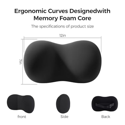 BABUR Car Headrest Pillow, 100% Memory Foam Softness Neck Support Pillow, Universal Fit Head Rest Travel Pillow for Pain Relief While Driving, Breathable Washable Cotton Fabric (Black) - color: Black