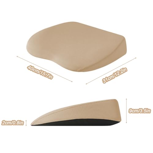 2 in 1 Wedge Car Cushions or Lumbar Support for Driving - 3.5 Inches Soft Memory Foam Driver Seat Cushion for Car Truck - Comfort Coccyx Cushion for Tailbone & Back Pain Relief, Beige