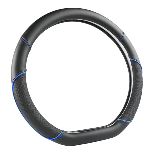 GIANT PANDA D Shape Steering Wheel Cover for Nissan Rogue Kicks - Auto Car Steering Wheel Cover Customized for Nissan Altima Sentra(Black+Blue Line-D-Shaped) - color: Black+Blue Line