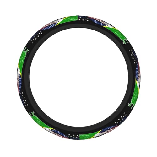 Tanzanian Flag America Eagle Breathable Neoprene Steering Wheel Cover - Anti-Slip Floral Design Universal Fit for Cars/Trucks/Suvs (14.5"-15" Inch) - color: Tanzanian Flag America Eagle