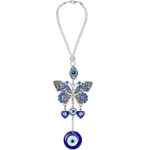 Evil Eye Car Hanging Ornament Evil Blue Eye Charms for Rear View Mirror Beaded Decor Car Accessories Pendent for Window Door Frame Balcony(Stylish Style,Blue) - style: Stylish Style