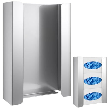 Blulu 1 Pack Glove Box Holder/Dispenser Stainless Steel Triple Wall Mounted Glove Box Organizer, 9.84" H x 14.96" W x 3.74" D