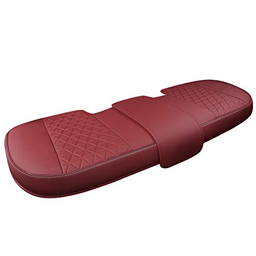 Black Panther Luxury PU Leather Rear Car Seat Cover Adjustable Length (49-55'') Back Seat Protector Fits 90% Vehicles (Sedan SUV Truck), for Seat Bottom Only,Triangle Quilting Design,Burgundy