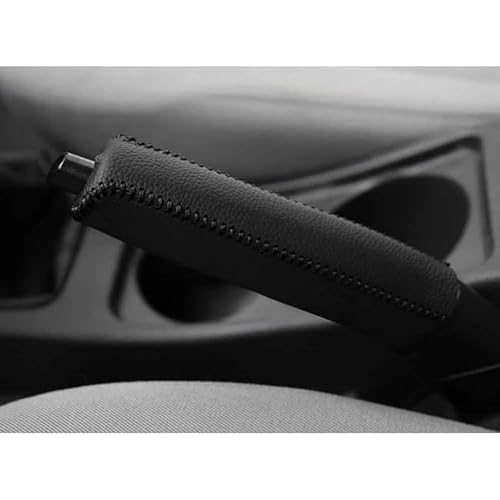 Car Handbrake Guard Cover for Honda Accord 2010-2017 LX/EX, Leather Hand-Stitched Anti-Slip Wear-Resistant Grip Protective Sleeve Durable Interior Accessories,Black - color: Black